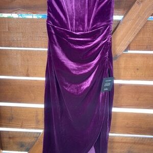 Lulus NWT Velvet  Strapless Dress in Deep Plum XS